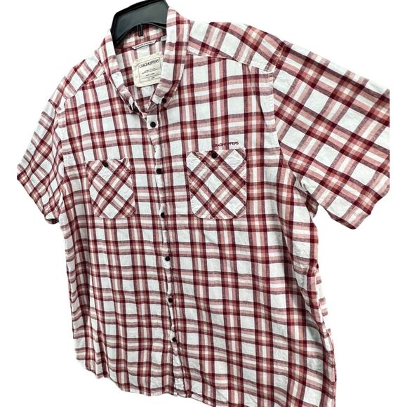 Craghoppers Shirt Mens XXL Red Plaid Button Linen Blend Grunge Indie Casual - Picture 3 of 15